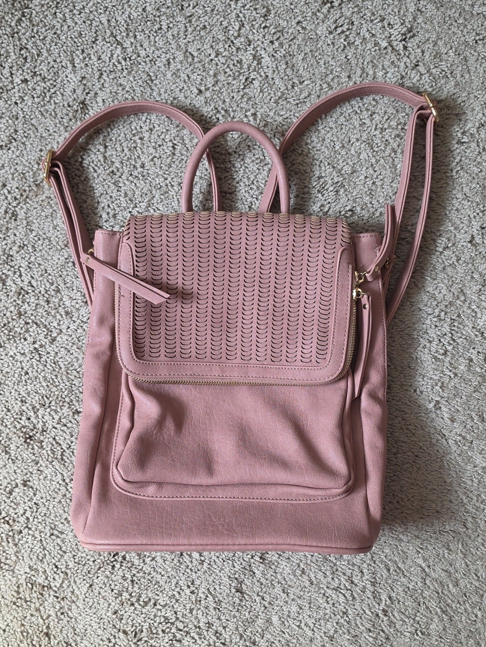 Antik Kraft Dusty Rose Women's Backpack Smooth Faux Leather